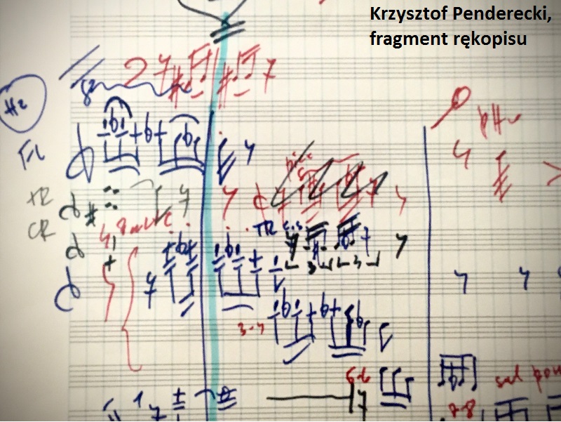 Fragment rękopisu Krzysztofa Pendereckiego