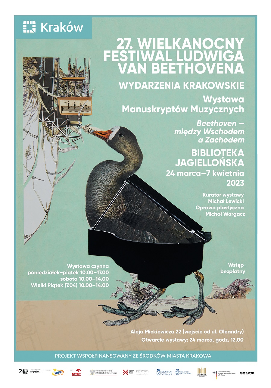 Plakat wystawy towarzyszący Dwudziestemu siódmemu Wielkanocnemu Festiwalowi Ludwiga van Beethovena. Wstęp na wystawę jest bezpłatny.