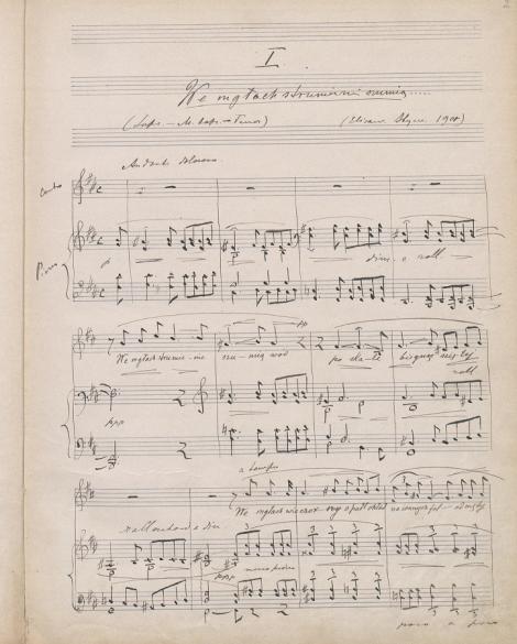 Zdjęcie nr 7 (11)
                                	                             Karol Szymanowski (1882–1937): Pieśni na głos i fortepian op. 2 nr 3–5. Autograf. 1901–1902.
Muz. Rkp. 2222 III
                            
