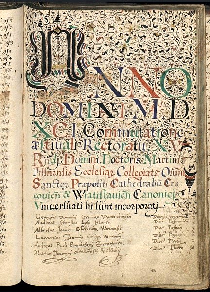 Photo no. 10 (12)
                                                         Karta Metryki Uniwersytetu Krakowskiego z 1591 r.
                            