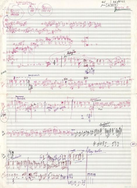 Zdjęcie nr 1 (11)
                                	                             Krzysztof Penderecki (1933–2020): Szkic do drugiego koncertu skrzypcowego „Metamorfozy”. Autograf. Polska, 1992
                            